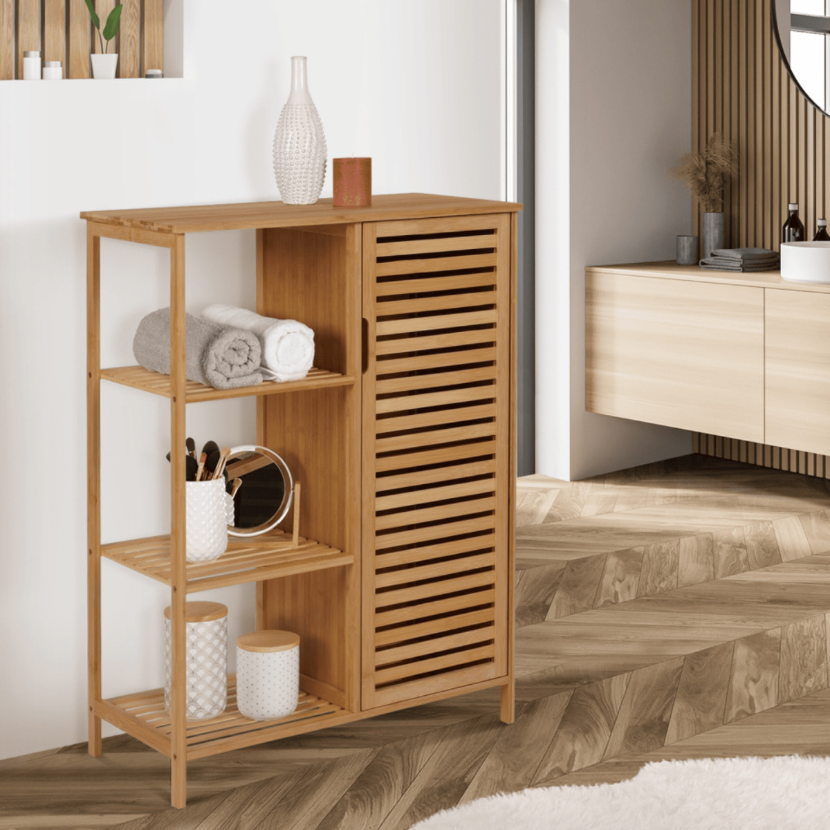 Meuble pour salle de bain Maya 1 porte en bambou