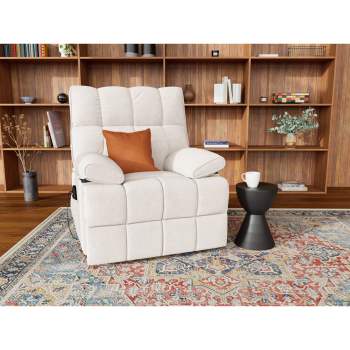Chandler - Fauteuil relax électrique en velours texturé - Beige
