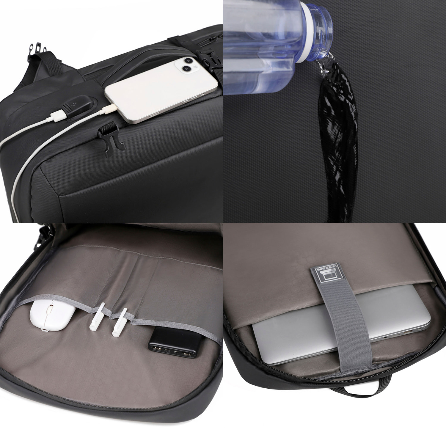 Mochila de viaje con gran resistencia y conexión usb. Impermeable, acolchada y ventilada. Asa para trolley