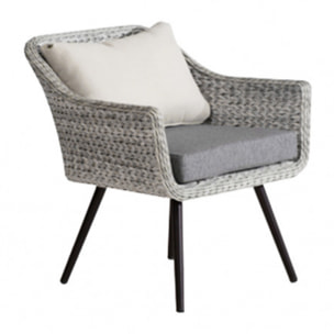 Fauteuil de jardin tressé avec coussin - COOK