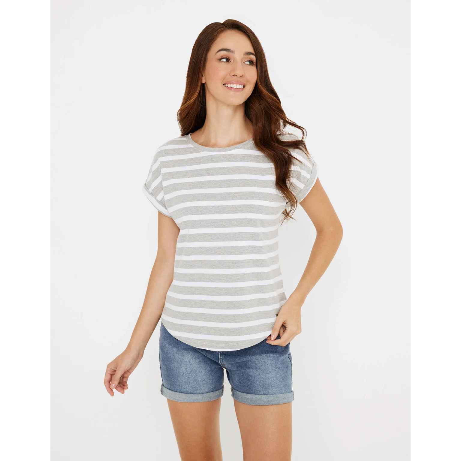 Camiseta Manga Corta de Rayas Gris - Madonna