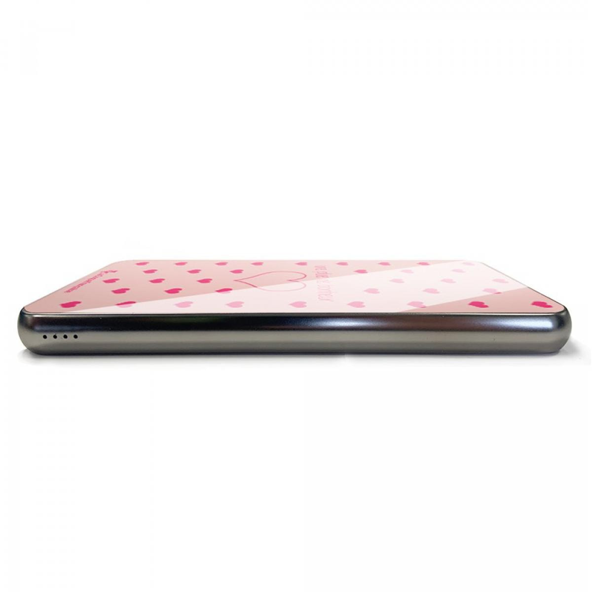 Batterie en verre trempé universel 8000mAh Pluie de Bonheur Rose Motif Ecriture Tendance La Coque Francaise