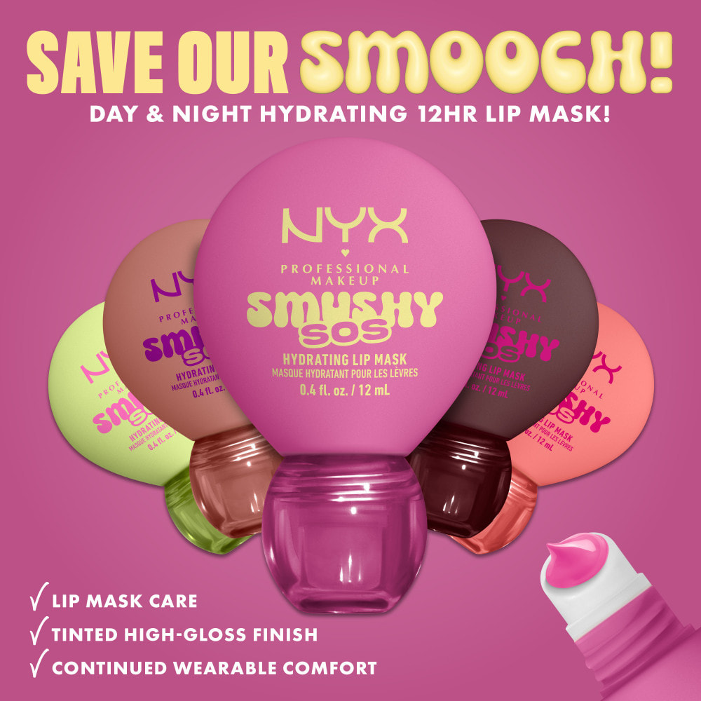 NYX Professional Makeup Smushy SOS Soin lèvres 2-en-1 Baume Jour & Masque Nuit GUAVA GLAZE