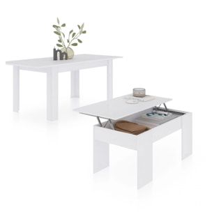 Pack mesa de comedor 123 y mesa de centro Vita Blanco Artik (Blanco Mate)