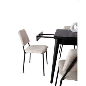 VOLI - Table à manger 6 personnes gris et noir 180 cm
