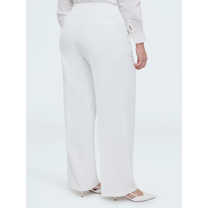 Fiorella Rubino - Pantaloni Wide Leg in tessuto fluido stretch - Bianco