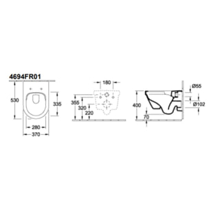 WC suspendu combi-pack VILEROY ET BOCH Architectura 53 x 37 x 40 cm