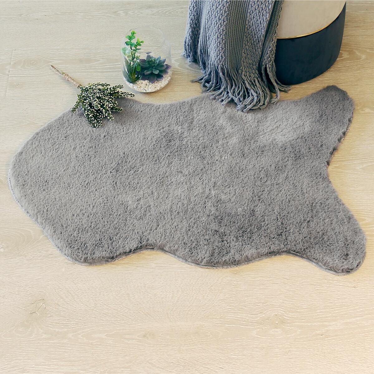 Tapis effet fourrure gris 60x90cm