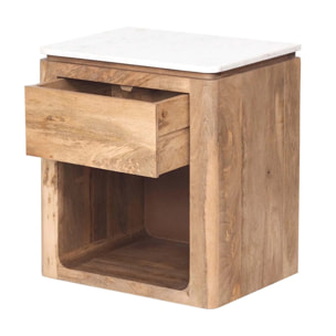 Mesita Madera Mango Marmol Felo 55x40x60 Cm