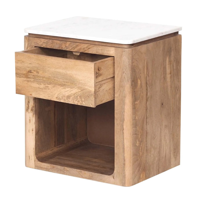 Mesita Madera Mango Marmol Felo 55x40x60 Cm