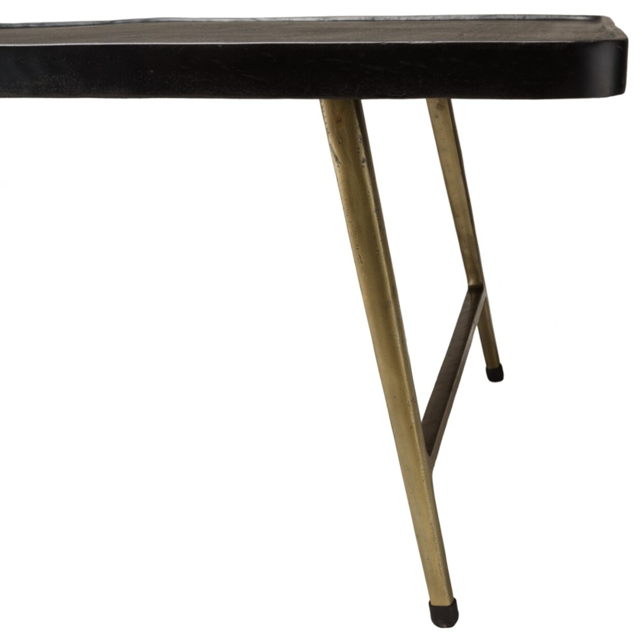 JOHAN - Table basse rectangulaire en aluminium plateau noir pieds dorés