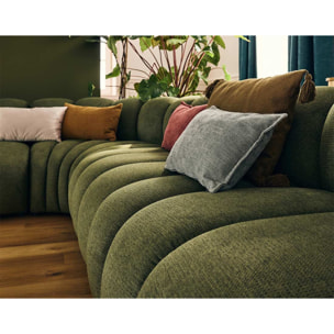 Debbie - canapé modulable d'angle droit 5 places en tissu texturé - Vert