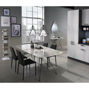 Bureau design Tomasucci SPILLO MARBLE, plateau effet marbre, structure en métal noir