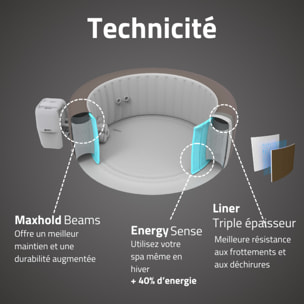 Bestway Spa gonflable rond Lay-Z-Spa Dominica Smart HydroJet Wifi 4-6 personnes