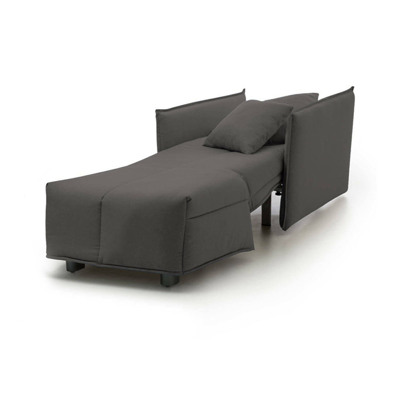 Poltrona Atlantis, Divano singolo, Poltrona soggiorno apertura a carrello, Braccioli standard, 100% Made in Italy, Cm 110x90h85, Grigio