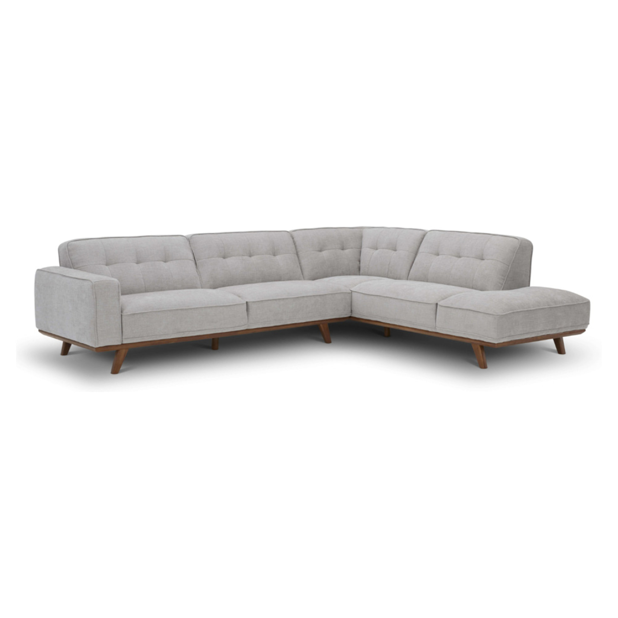 KINSALE Canapé angle design en tissu gris 5/6 places