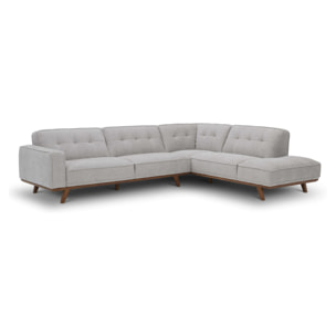 KINSALE Canapé angle design en tissu gris 5/6 places