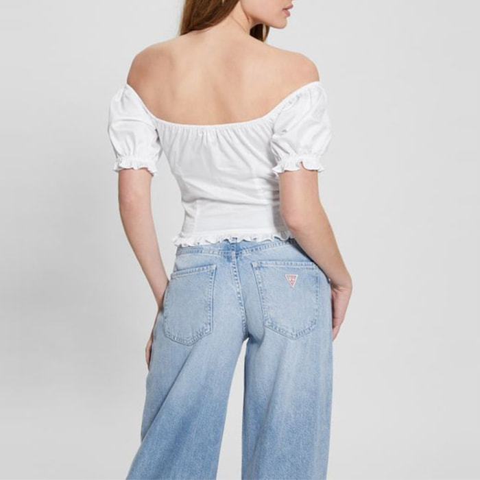 Blouse Suri - coupe ajustée - coton - blanc