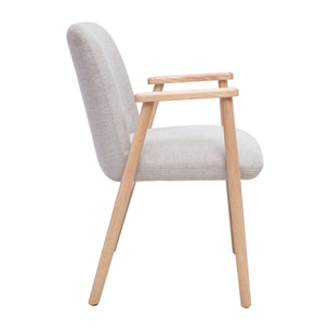 Chaises en tissu effet velours texturé beige et bois clair (lot de 2) KITTY