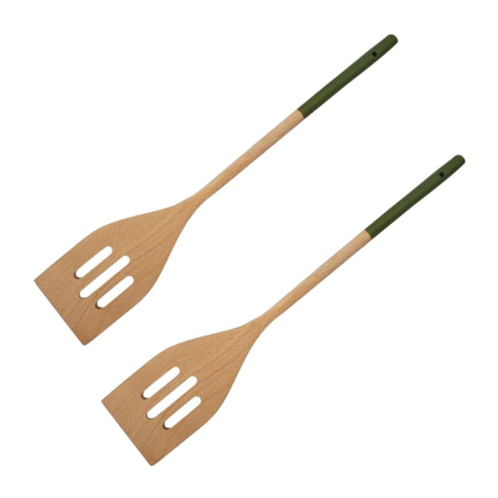Ensemble de 2 Spatules de cuisine ajourée 33 cm Fackelmann Wood Edition