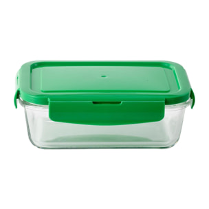 Set de 4 herméticos rectangulares de borosilicato de 840ml con tapa verde y resistente 'rainbow' benetton