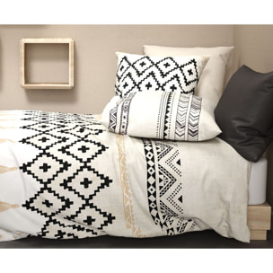 Parure housse de couette coton beige