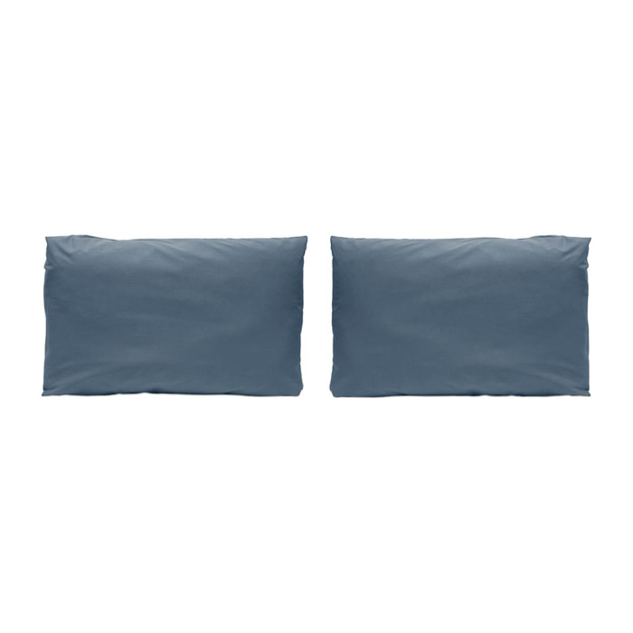 2 Taies d'oreiller PURE en coton percale - denim -