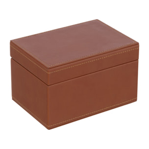 J-Line boîte jeux de cartes - simili cuir - cognac