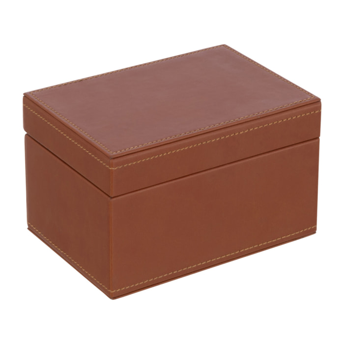 J-Line boîte jeux de cartes - simili cuir - cognac