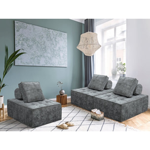 Chauffeuse en tissu texturé "Velluto" - 96 x 100 x 89 cm - Gris