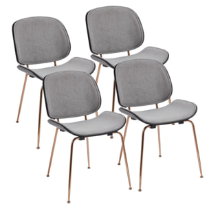 Sedie moderne in tessuto grigio con struttura oro rosa set da 4 - Elizabeth