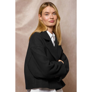 Abrigo corto Lona negro cruzado abotonado y detalles Polo Club