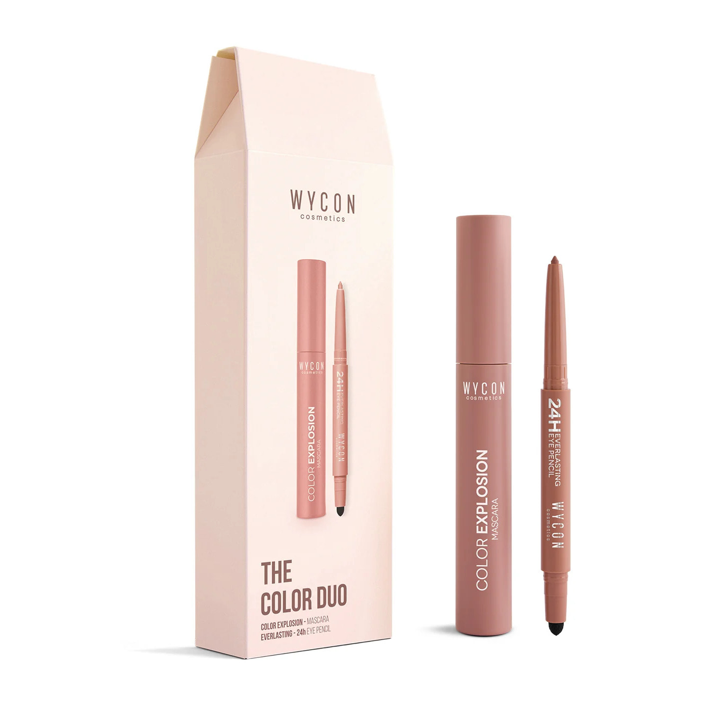 THE COLOR DUO 01 COLOR EXPLOSION 03 AMBER + 24H EVERLASTING EYE PENCIL 25 WARM ROSE