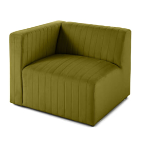 Nova - module d'assise gauche - en velours - Vert Olive