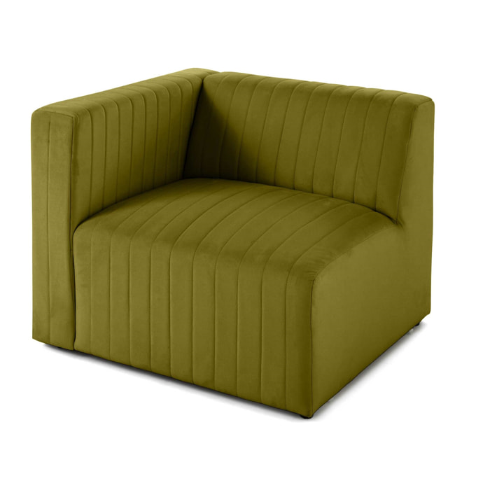 Nova - module d'assise gauche - en velours - Vert Olive