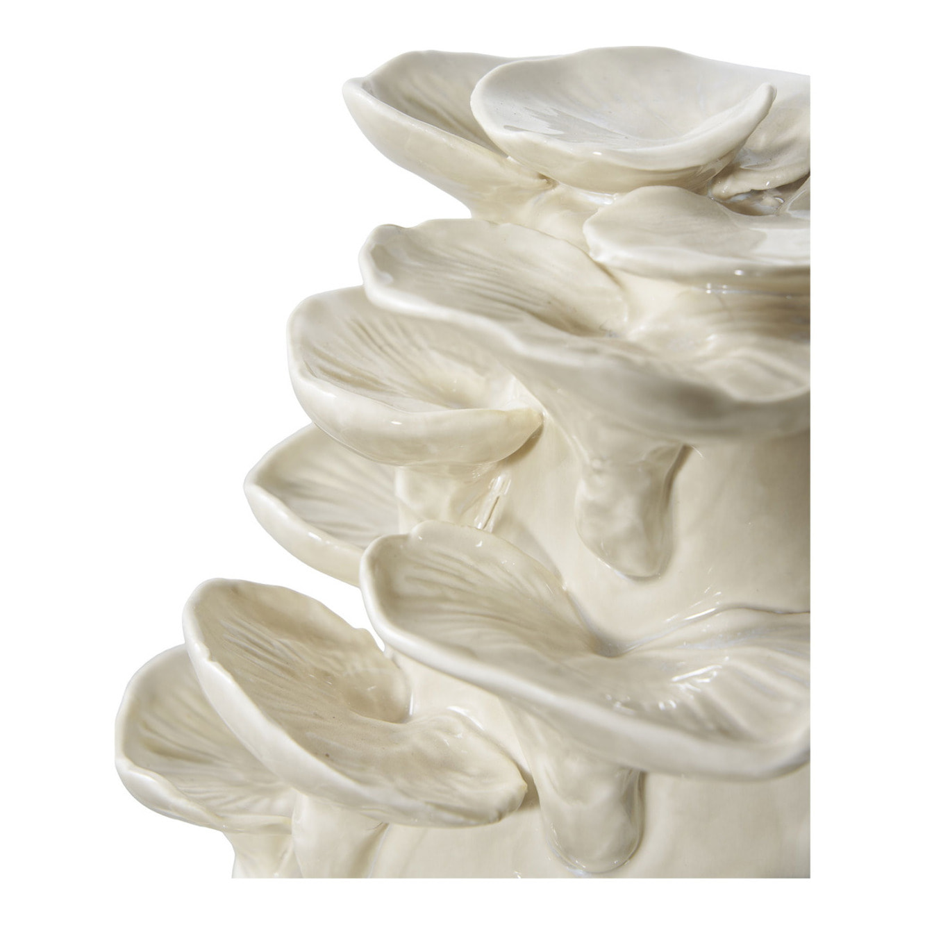 Scultura decorativa in gres beige a forma di funghi sovrapposti 18×15×24 cm