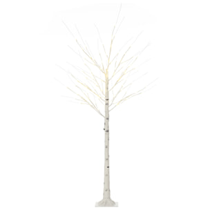 Arbre lumineux LED bouleau - décoration lumineuse - 96 LEDS blanc chaud - norme IP 44 - usage intérieur/extérieur - 1,8H m - métal PP blanc