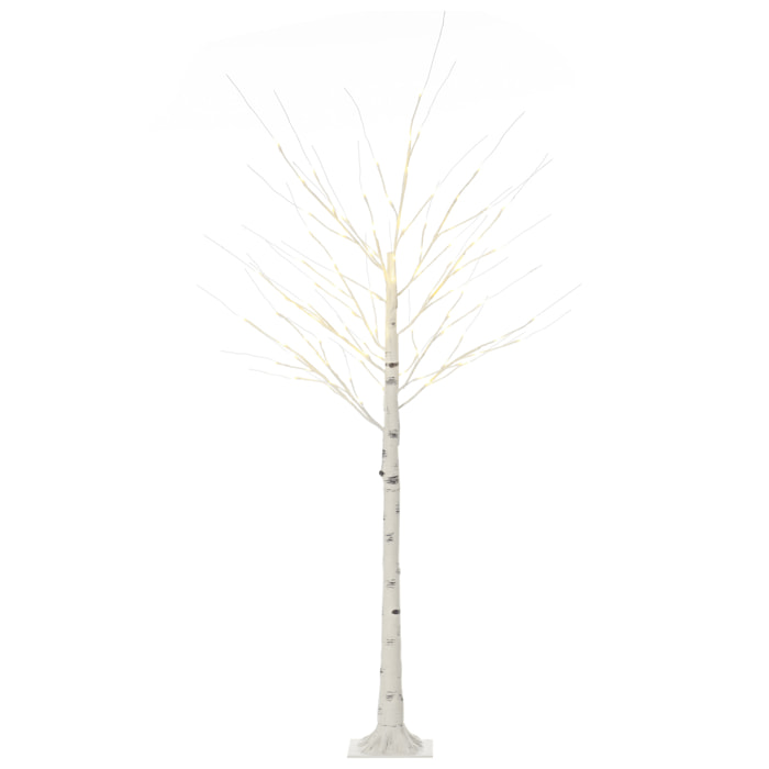 Arbre lumineux LED bouleau - décoration lumineuse - 96 LEDS blanc chaud - norme IP 44 - usage intérieur/extérieur - 1,8H m - métal PP blanc