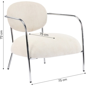 Fauteuil en velours côtelé et piètement chromé - LEON