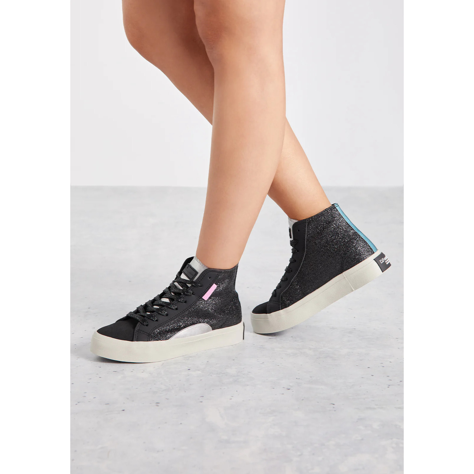 Zapatillas Altas Half Moon High Glitter Negro D.Franklin