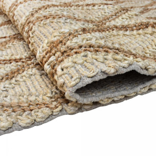 Tapis artisanal Duvi aspect relief, tapis kilim en jute