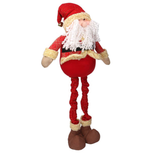 Babbo natale in tessuto rosso con gambe telescopiche cm32x12h58/88