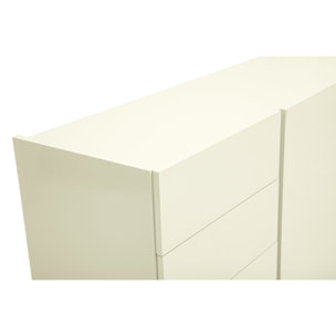 Buffet beige laqué brillant 3 portes 4 tiroirs L200 cm ISAURE