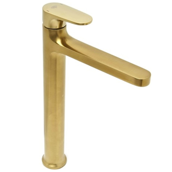 DARK mitigeur lavabo XL, or brossé + Ceramia PixL 36x12,5 cm vasque à poser, sans trop-plein, blanc brillant (SAT285PBZCEPX3636)