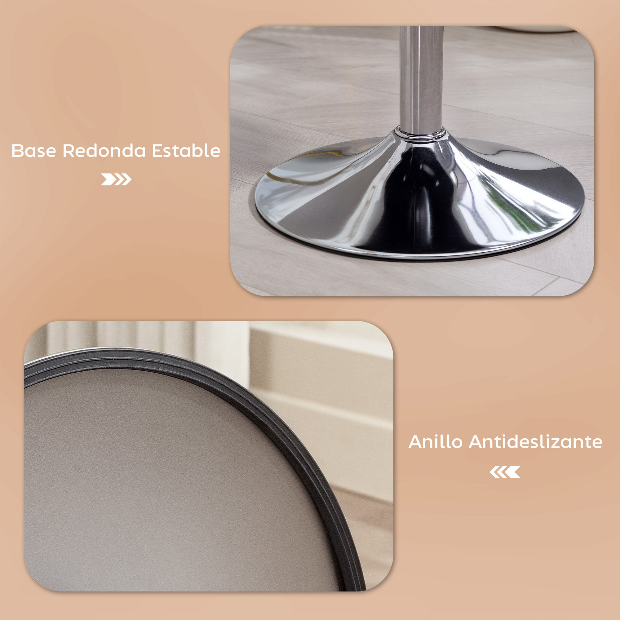 Taburete de Bar Taburete Giratorio Regulable en Altura 52-66 cm Tapizado en Pana Giratorio en 360° Silla Alta para Cocina Comedor Tocador Mostrador Marrón