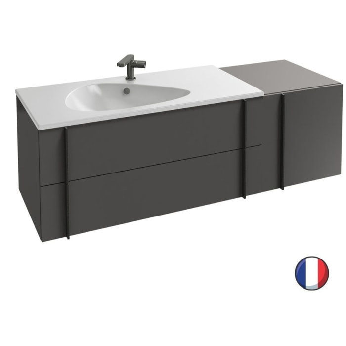 Meuble vasque Nouvelle Vague gris brillant