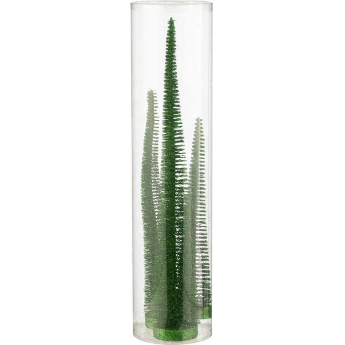 J-Line décoration Sapin De Noël Paillettes - plastique - vert - boîte de 3