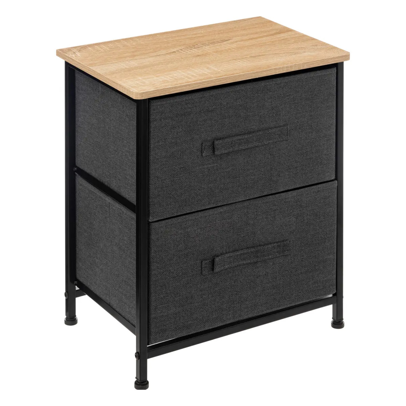 Table de chevet 2 tiroirs métal gris