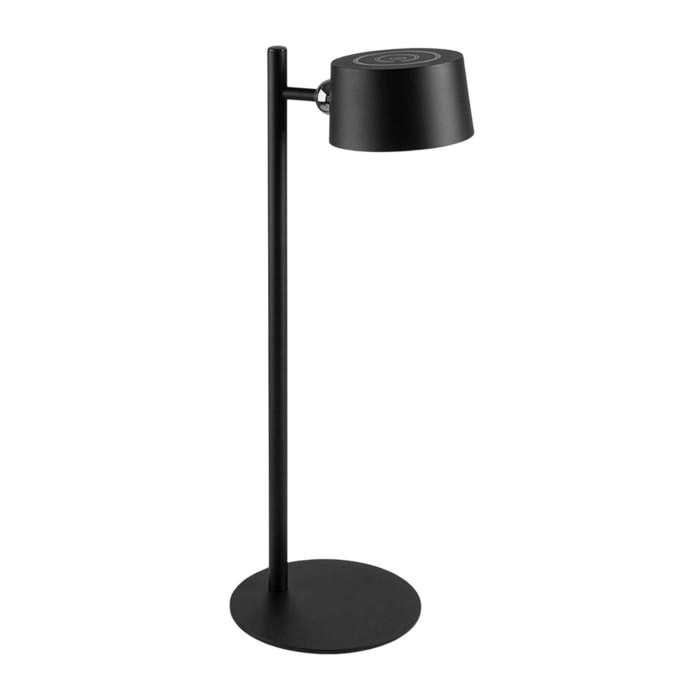 Lámpara de mesa LED recargable USB-C 14,5x35,5cm en color Negro con 3 modos de luz
