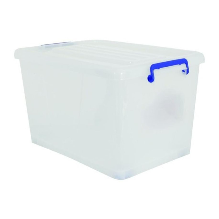 Boite de rangement avec roulettes PP Blanc Transparent 50L MSV